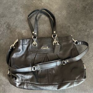 Coach Ashley Satchel Black Leather Tote Bag